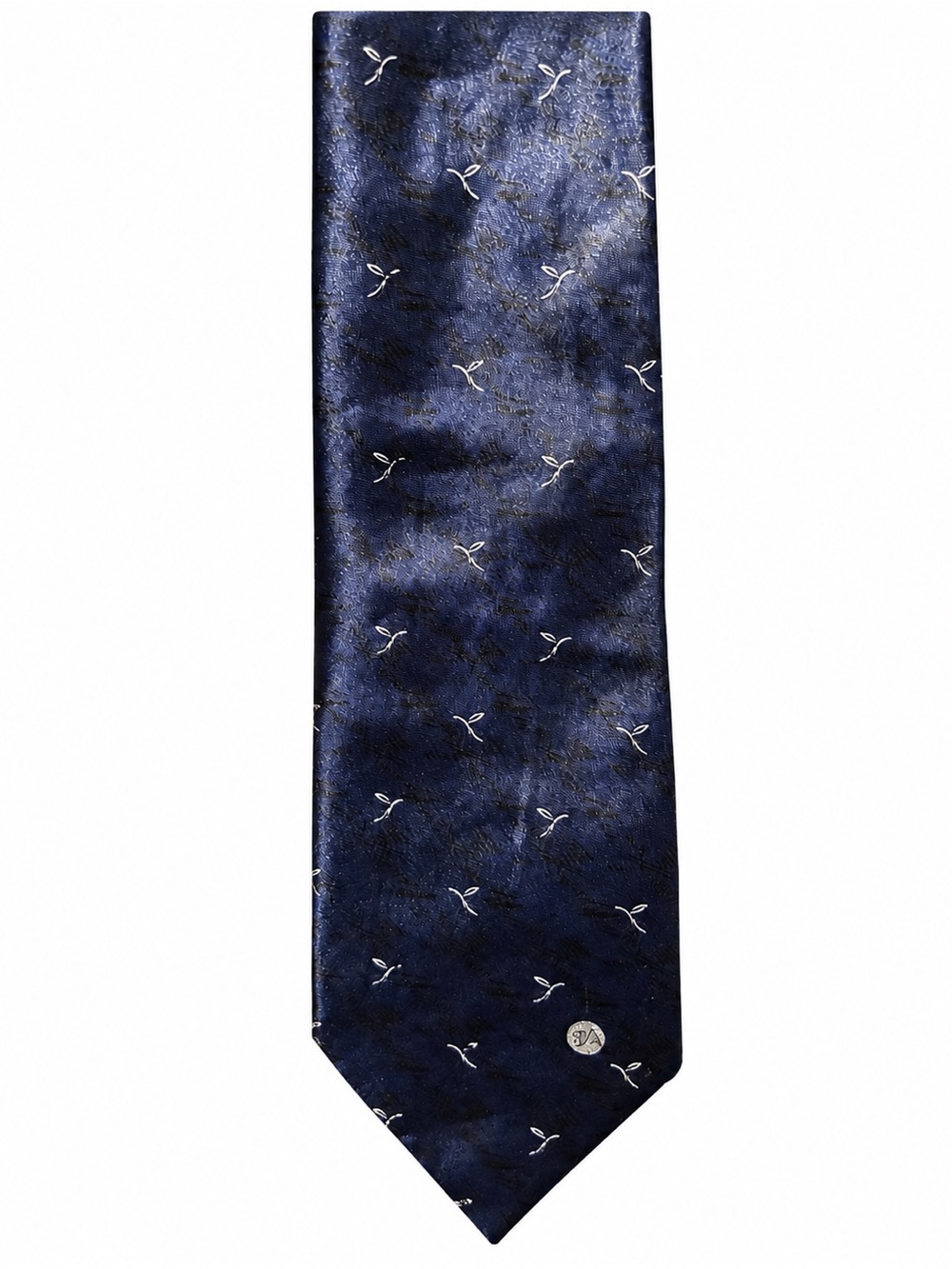 Versace Navy Blue Silk Tie with Small White Motif